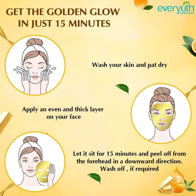 Everyuth Naturals Golden Glow Peel-Off Mask with 24 Karat Gold - Instant Radiance for Skin - 90g - Image 2